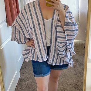 Kimono Shrug Red White and Blue Swimsuit cover